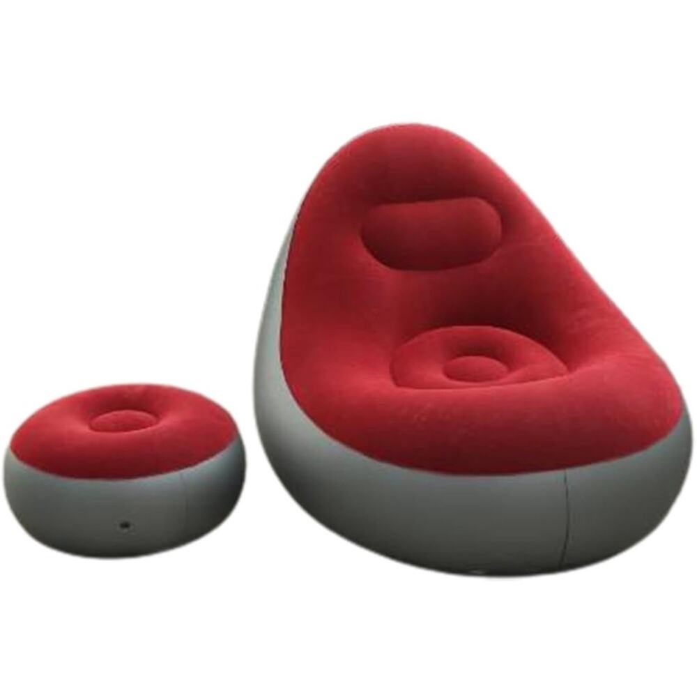 Camping Inflatable Sofa Portable Air Recliner Folding Lazy‎ Sofa Couch Footrest